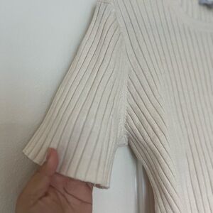 Polagram Cream Ribbed Skirt Set